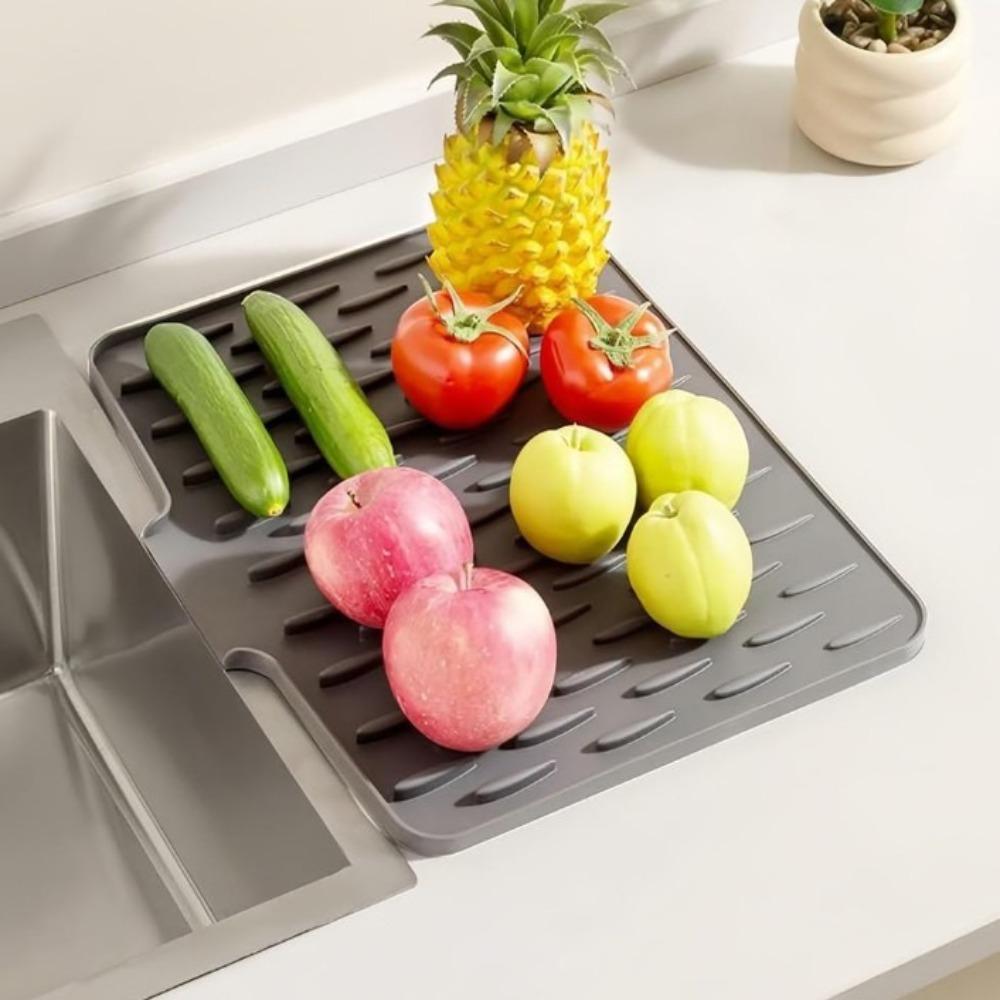 Non-slip Silicone Drainage Mat Large Size Non-slip Foldable Dish Drying Mat Anti-scald Coaster Utensils Drying Sink Placemat