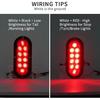 6 Inch Oval Red LED Trailer Tail Lights, 10 LEDs Surface Mount Stop Turn Brake Tail Lights, 12V DC Low High Brightness, Waterproof For Truck RV Boat