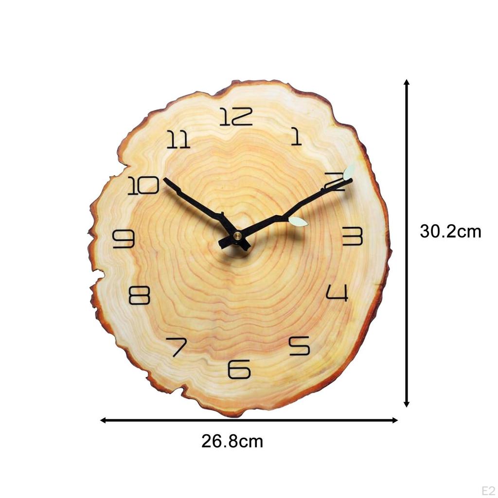 Annual Ring Wall Clock,Arabic Numerals Tree Stump Shape Wood Grain Clock Indoor Outdoor for