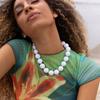 Candy Color Beaded Necklace Large Clavicle Chain Fashion Women Choker  Summer