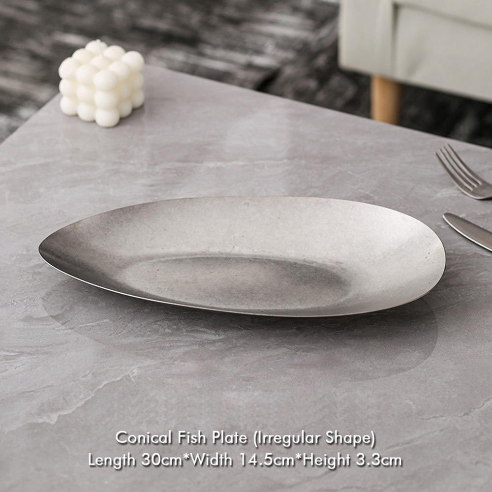 Plato de Cena Multifuncional de Metal Vintage Vajilla Irregular para Huesos Platos Retro para Comida Uso para Cenar