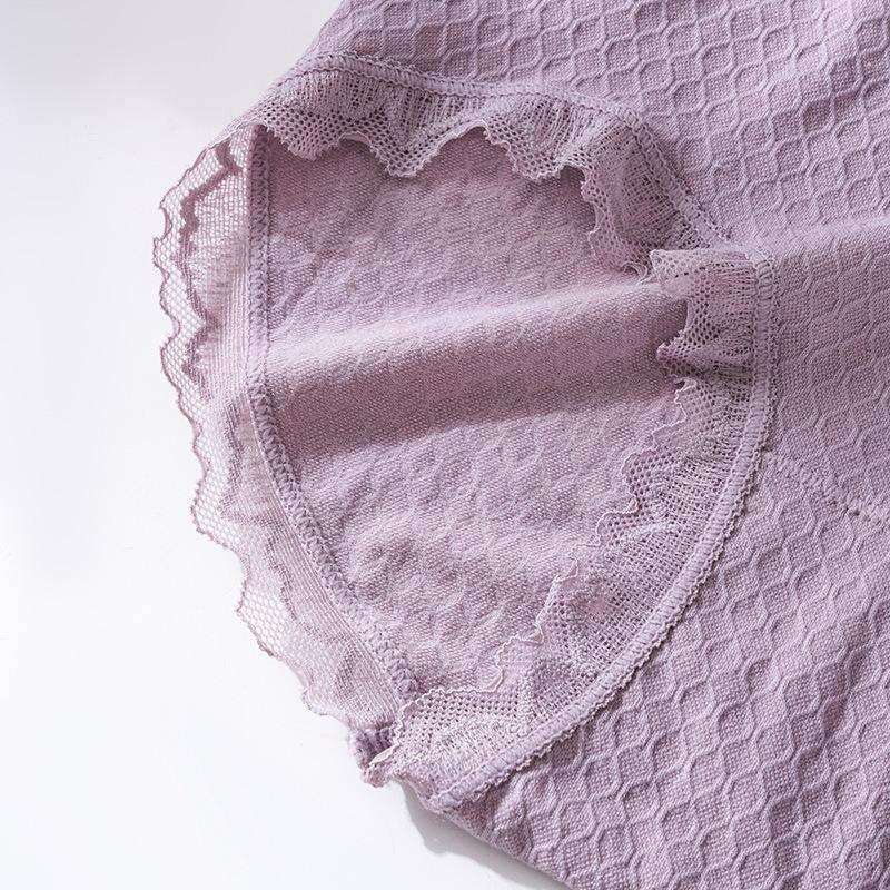 Breathable Sexy Elastic Comfortable Pure Color Underwear Girls Large Lace Briefs