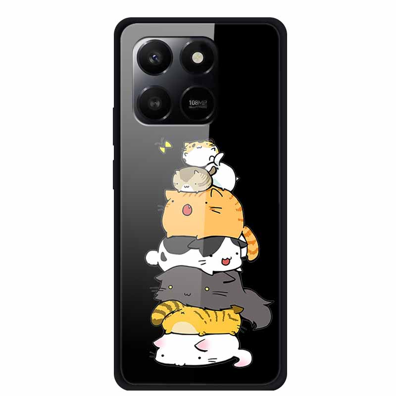 Phone Case For Honor 400 Smart Play 10T Case Luxury Cartoon Tempered Glass Hard Back Cover For Honor X7d Case Coque Funda Shell