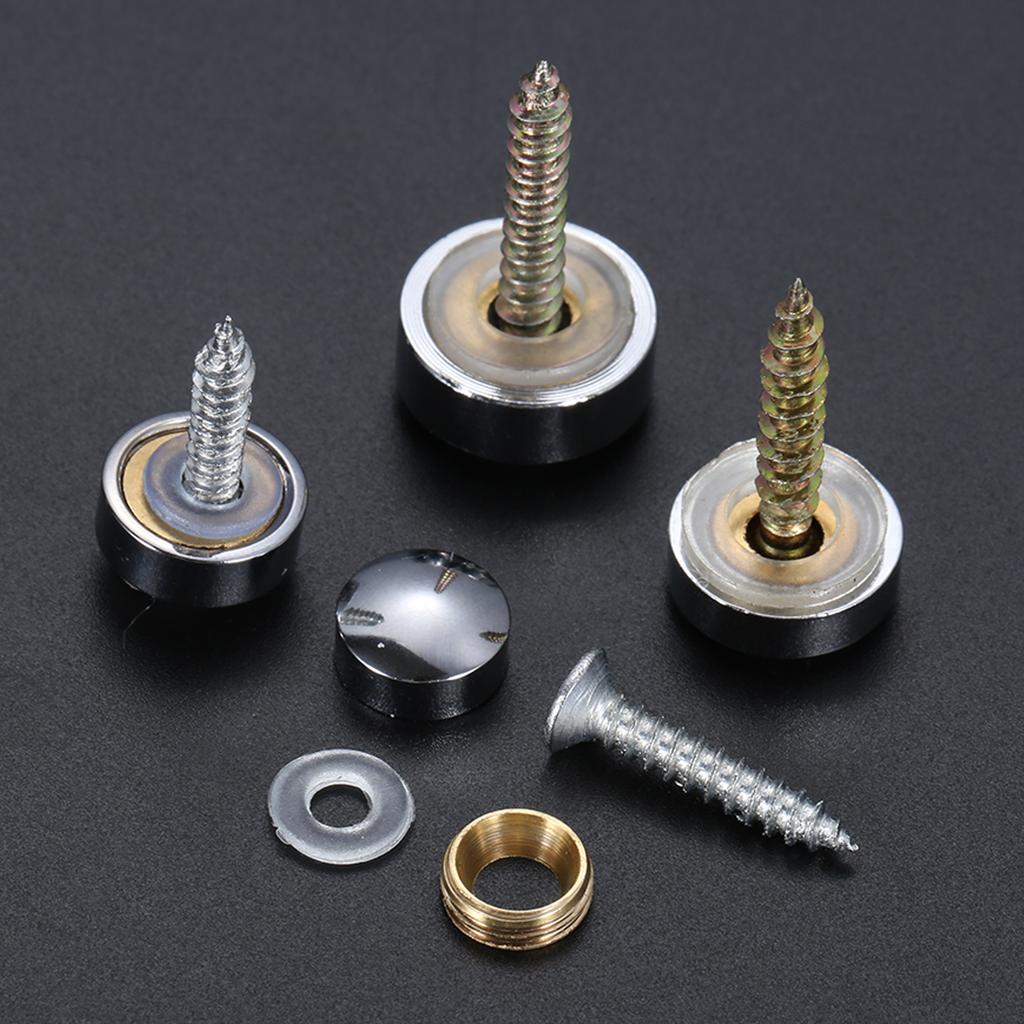 8 Sets Brass Copper Glass Fastener Advertising Screws Mirror Nails Decorative Cover Advertisement Fixing Screw 10/12/14/16mm