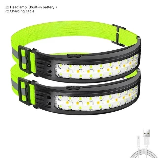 Induction LED COB Headlamp USB Rechargeable Waterproof Search Light Head Flashlight 6 Lighting Modes for Camping Fishing Hiking