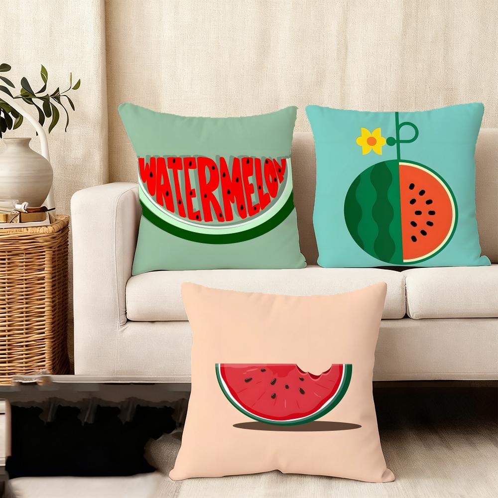 Watermelon Cushion Cover Anti-dustmite Pillowcase Invisible Zipper Silky Short Plush Sofa Cushion Cover