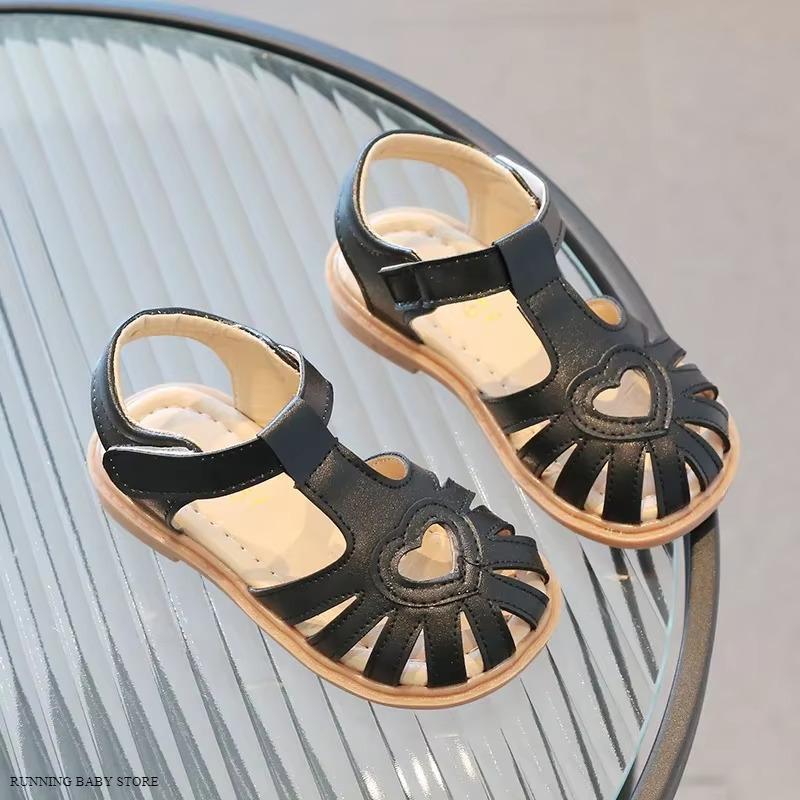 

Summer Toddler Girls Sandals Children Princess Shoes Heart-Shape Cut-outs Sandal Baby Soft Bottom Kids Casual Beach Shoes I04094 21 чорний