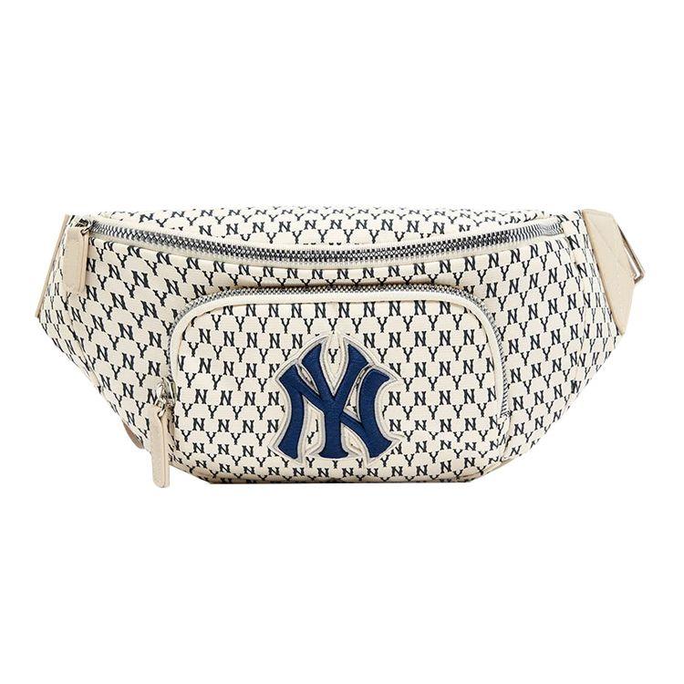 MLB Monogram Series Vintage Floral Print NY Yankees Polyester Crossbody Waist Bag Unisex bags Ivory 3AHSM051N Ivory White