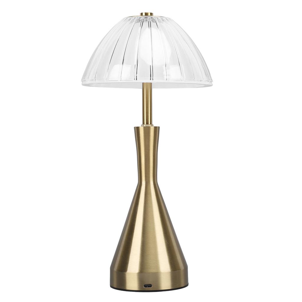 Gold Cordless Desk Lamp Rechargeable 3 Color Touch Dimmable Bedroom Crystal Lamp for Restaurant Dini