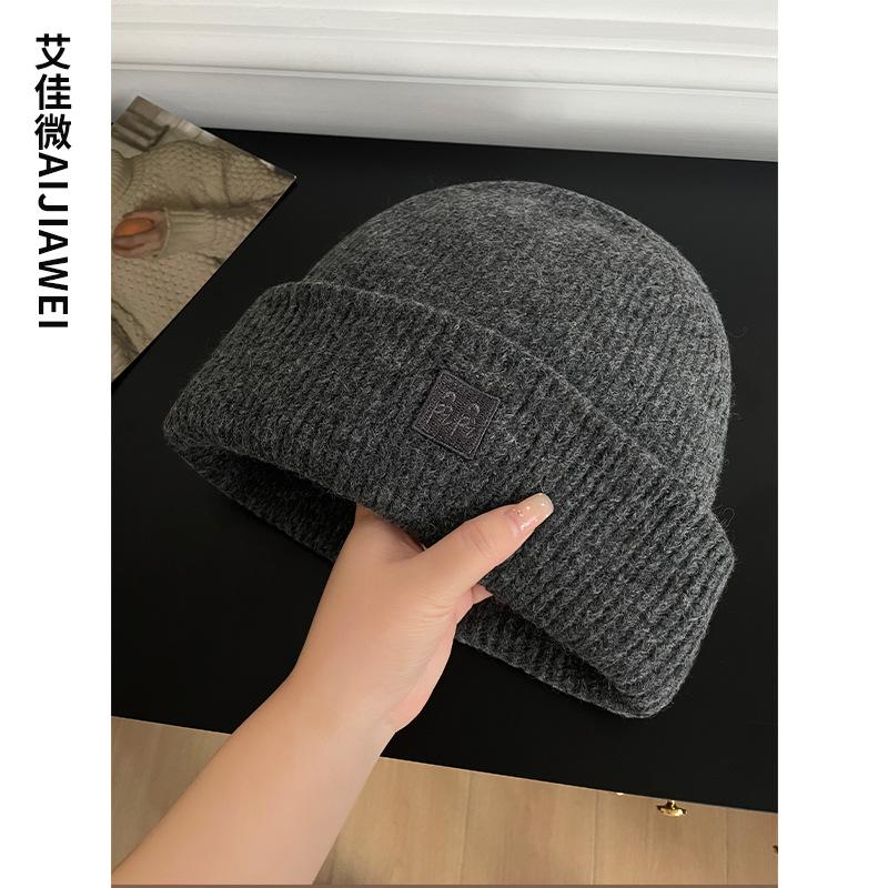 New wool hat women's winter face small ear protectors thickened warm knitted hat big head circumference ankela red cold hat