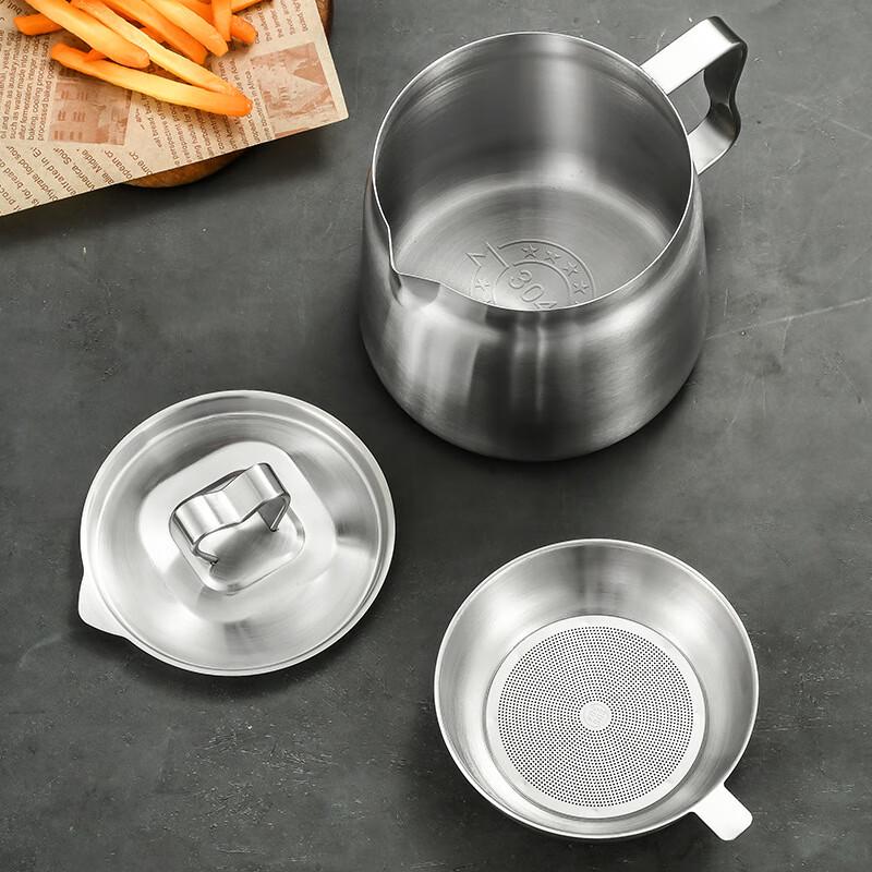 304 Stainless Steel Oil Storage Pot with Strainer