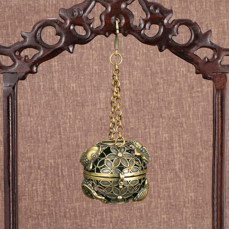 Antique Brass Incense Ball Hollowed Out Home Incense Ball Retro Copper Incense Ball Home Car Pendant Wholesale