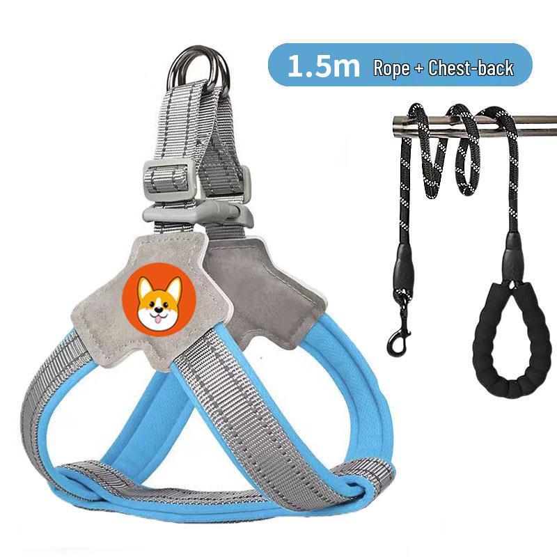 

Дышащая шлейка-жилет для собак и поводок для маленьких и средних пород, таких как сиба-ину, корги и тедди M (Chest 46-56cm, for 20-30lb Dogs)