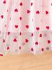 Girls Ruffle Short Sleeve Red Heart Mesh Dress Kids Spring Summer Daily Birthday Party Princess Dress