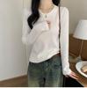 2025 Light Blue Chic Korean Slim-Fit Round Neck Sweater - Spring Age-Reducing Knitted Base Layer