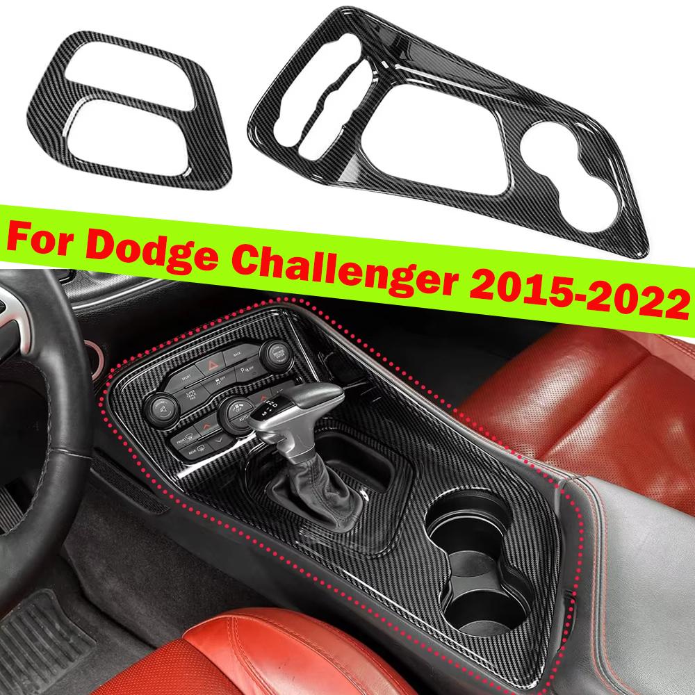 Carbon Fiber Black Accessory For Dodge Challenger 2015-2022 Center Console Gear Shift Panel Interior Decorative Cover Trim