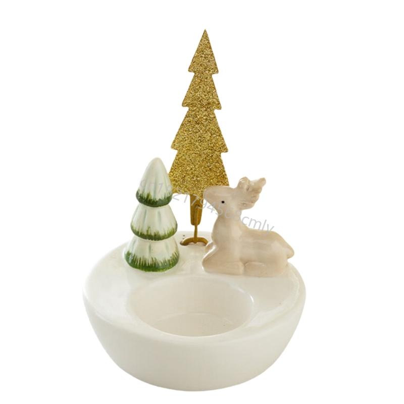 Christmas Tealight Holders,Ceramic Christmas Decorations,Centerpieces 6XDE