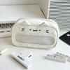 Fashionable Kitten Pencil Pouch with Clear Window and Wave Points for Travel