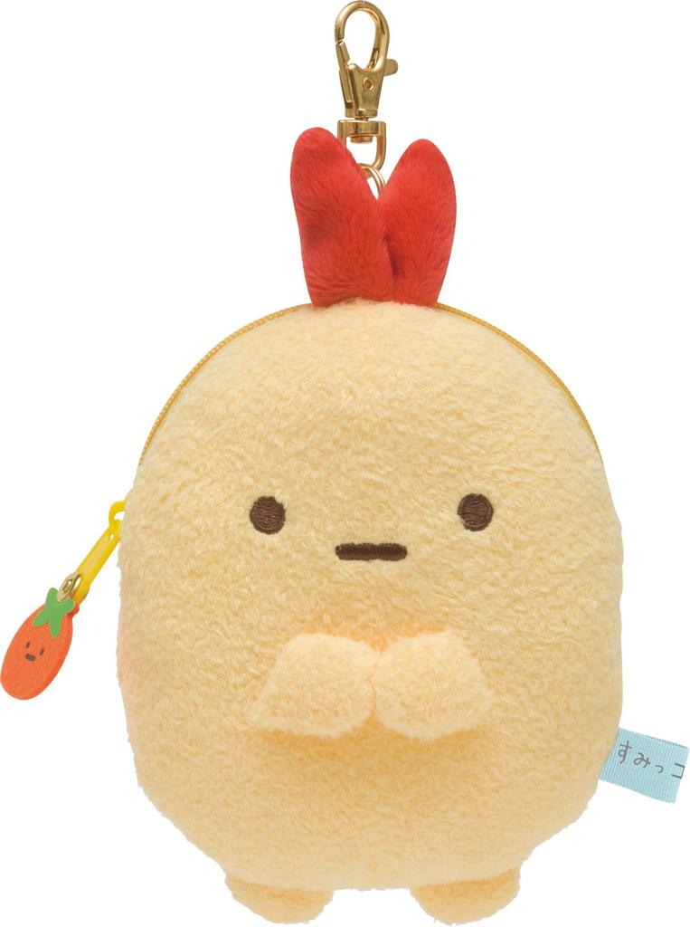 Sumikko Gurashi Plüsch-Ausweishülle mit Frittierte Garnele x x San-X Rolle, Schwanz, PB69306, Größe H14.5 B11.5 T4.5cm