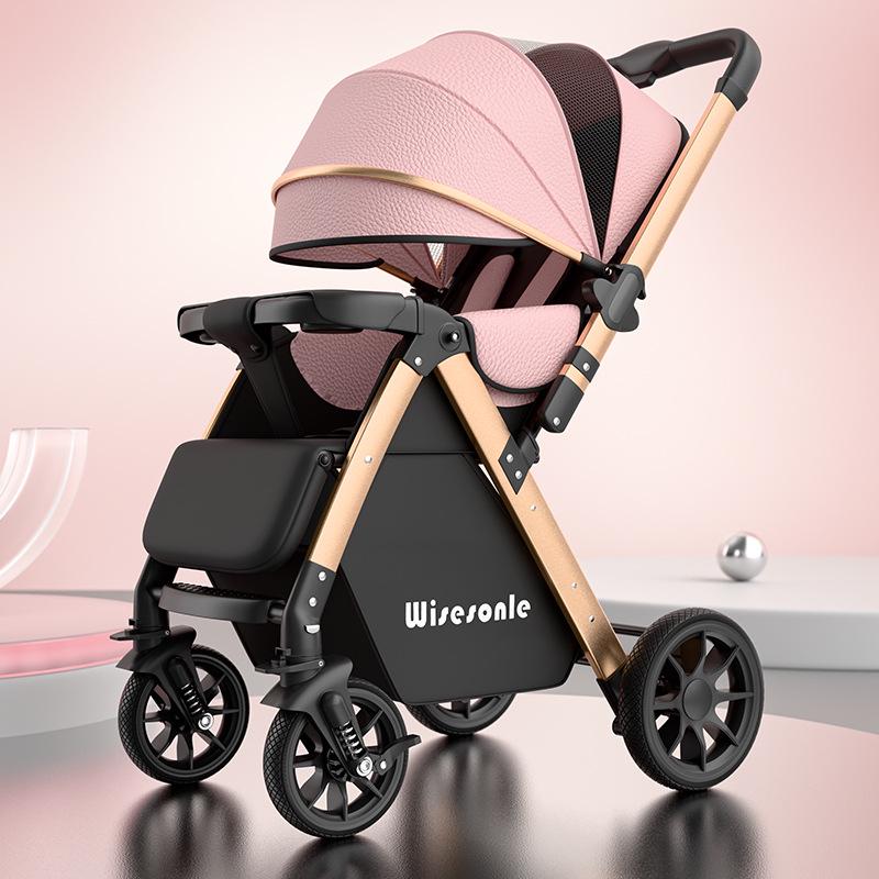 Convertible Lightweight Baby Stroller: High Landscape, Foldable, Shock-Absorbing for Sitting or Lying