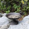 Cast Iron Petal Bird Feeder Basin Nostalgic Bird Food Dispenser Art Statue  Outdoor