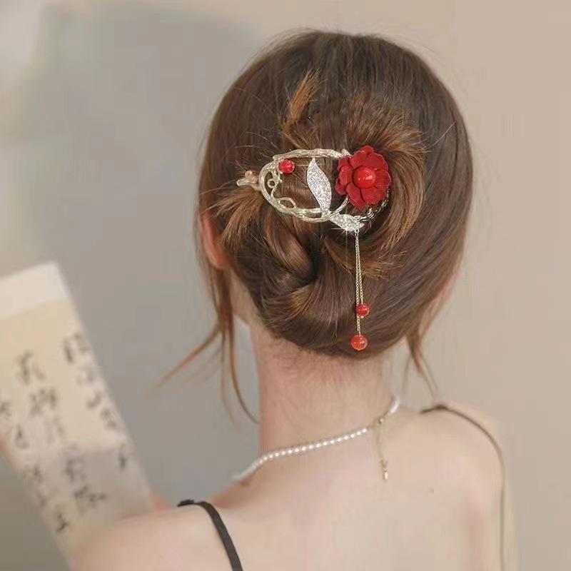 Lily of the Valley Hanfu Hairpin: Women's Elegant Tassel Bun Clip Hair Accessory