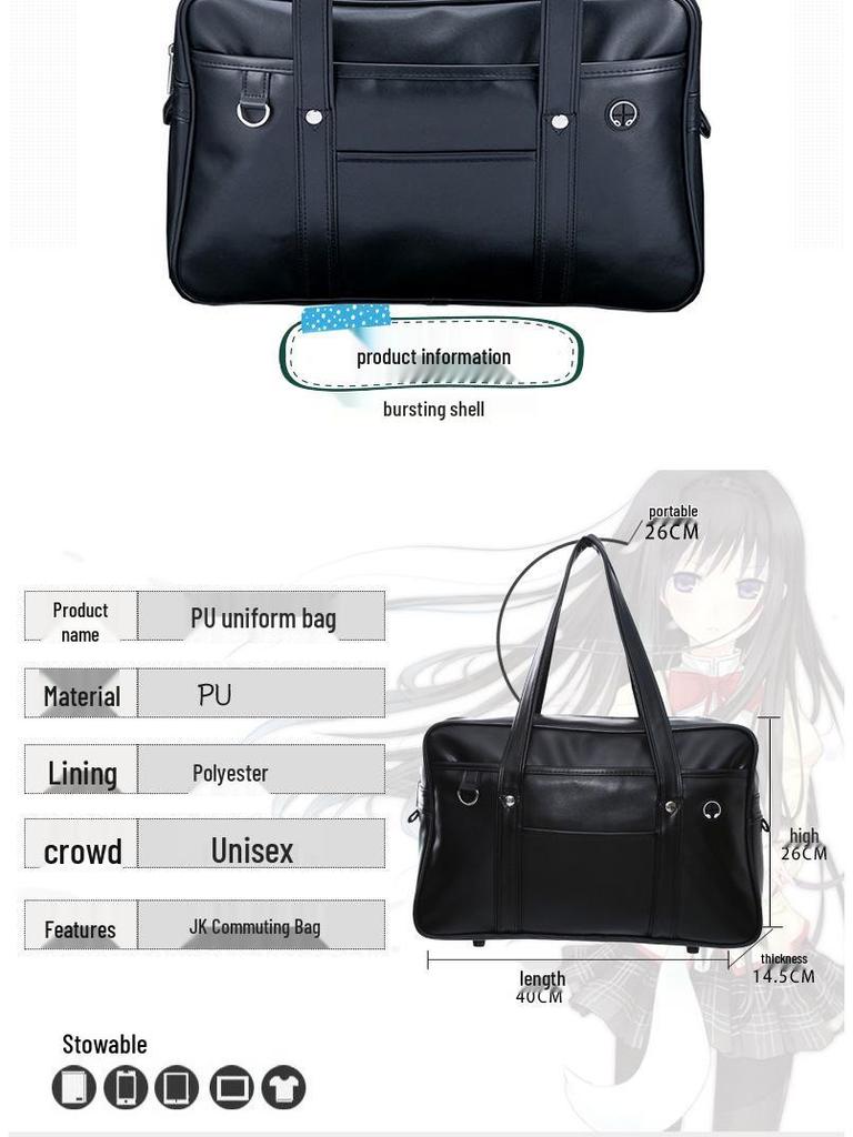Bolso de Hombro Tipo Maletín PU de Uniforme Escolar Japonés - Unisex
