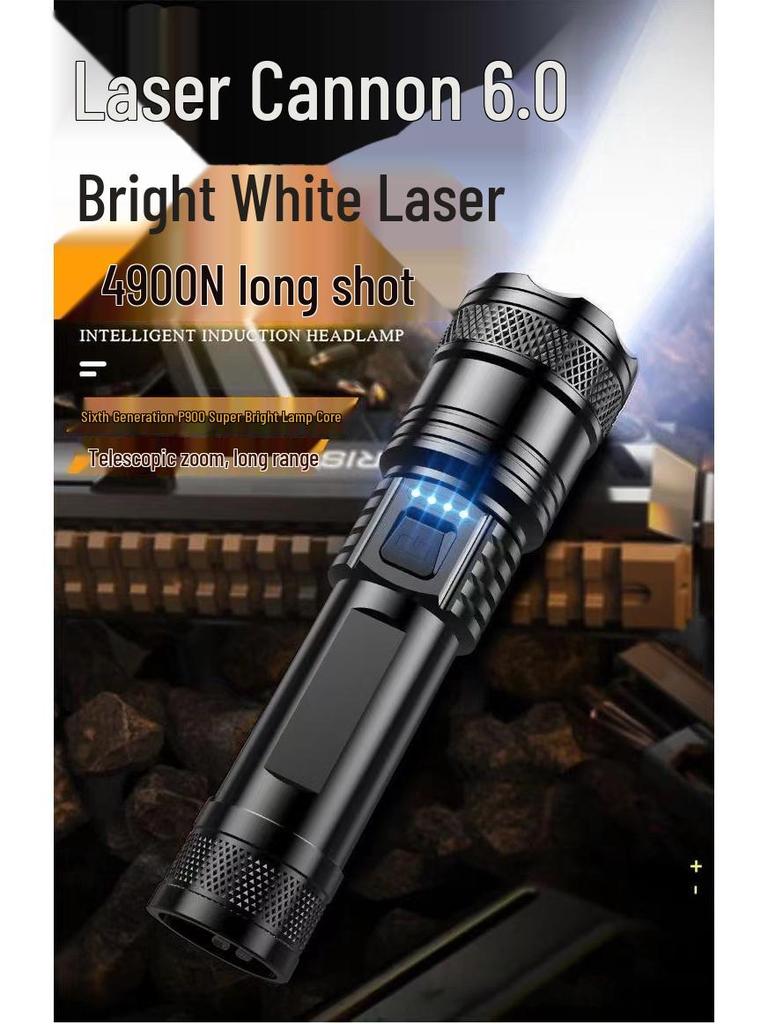 Rechargeable High-Power LED Flashlight with Telescopic Zoom, Super Bright Long-Range Spotlight for Outdoor and Household Use