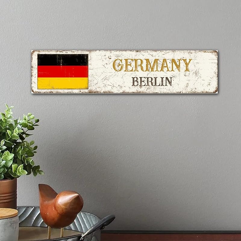 Деревянная табличка-паллета Сувенир из столицы Индивидуальная деревянная вывеска 4x18 дюймов Столица Германии Берлин Деревянные таблички Деревенская фермерская вывеска Вывеска для крыльца Дом Style