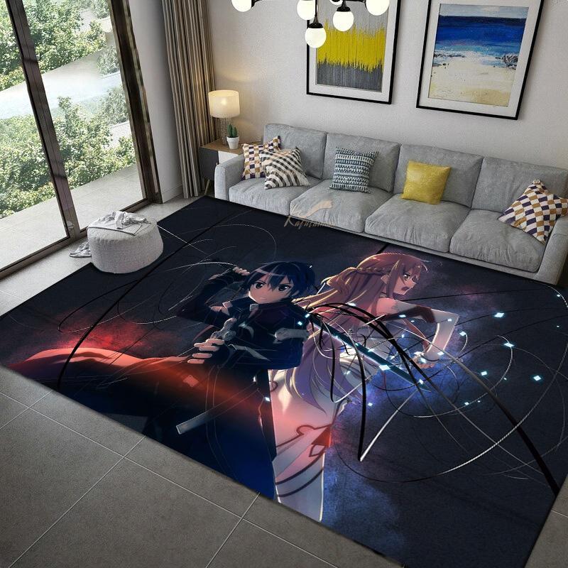 Sword Art Online anime Dywan wielorozmiarowy Dywan do salonu sypialni pokoju dziecięcego Dekoracja domu Dywanik podłogowy Mata antypoślizgowa Mata pod kanapę