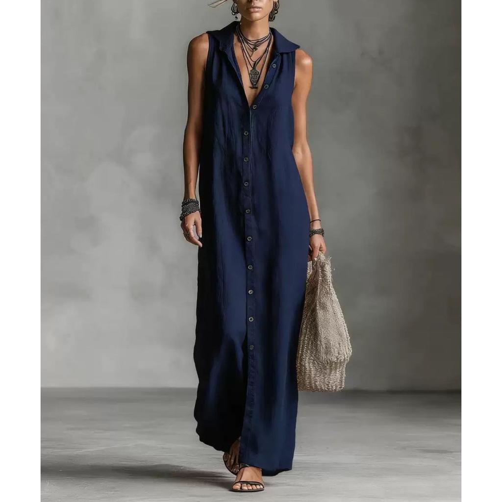 New Arrival Women's Sleeveless Long Maxi Dress, Summer Casual Dress for Women European American Style