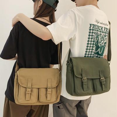 Vintage plátěná taška Messenger, retro velkokapacitní crossbody kabelka, ležérní kabelka Taška přes rameno