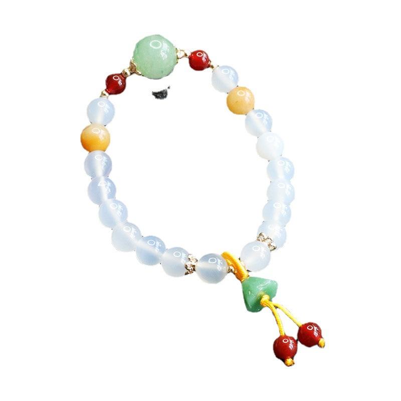 2026 White Chalcedony Bracelet Agate Lotus Seedpod Tassel Jewelry Factory Live Delivery S2041103