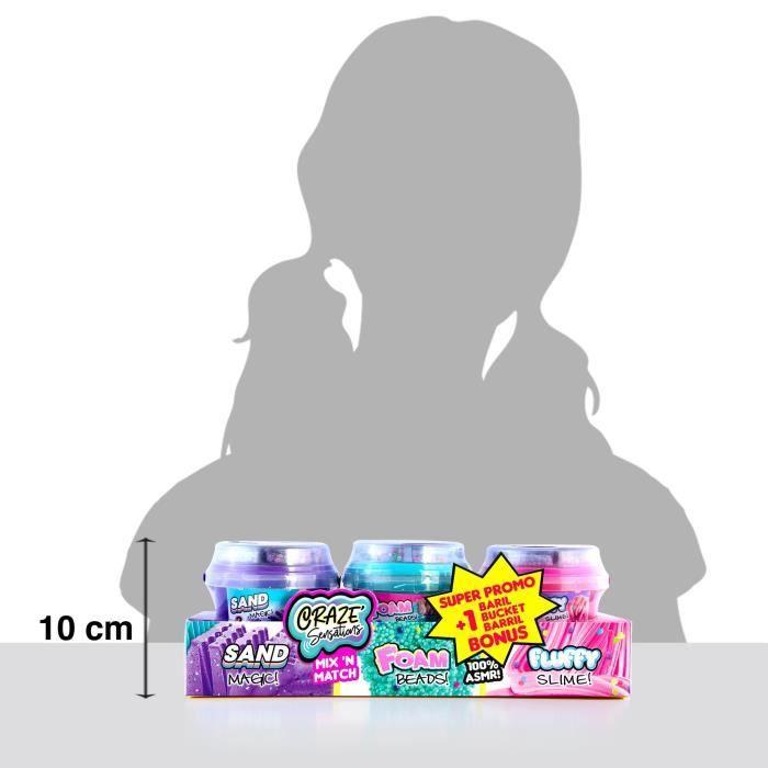 Kreatives Hobby - CANAL TOYS - CRAZE Sensations 2 Eimer + 1 Bonus - Sand, Slime Fluffy, Schaum