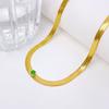 Light Luxury Small Fashion Green Diamond Snake Bone Necklace Female Popular Personality Temperament Titanium Steel Clavicle Chain Versatile