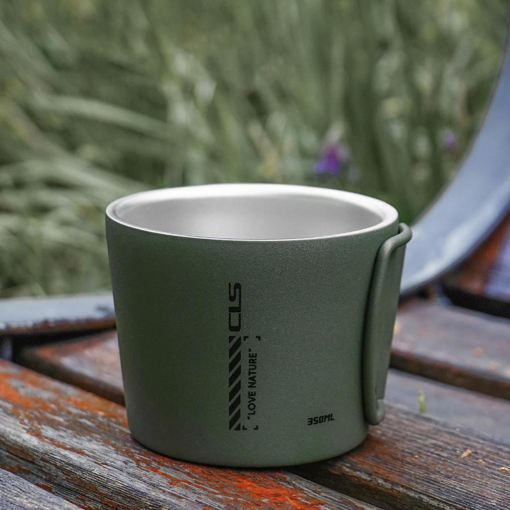 Camping Mug Cup 350ml Portable Drinkware Climbing Stainless Steel Travel Double Wall Fishing