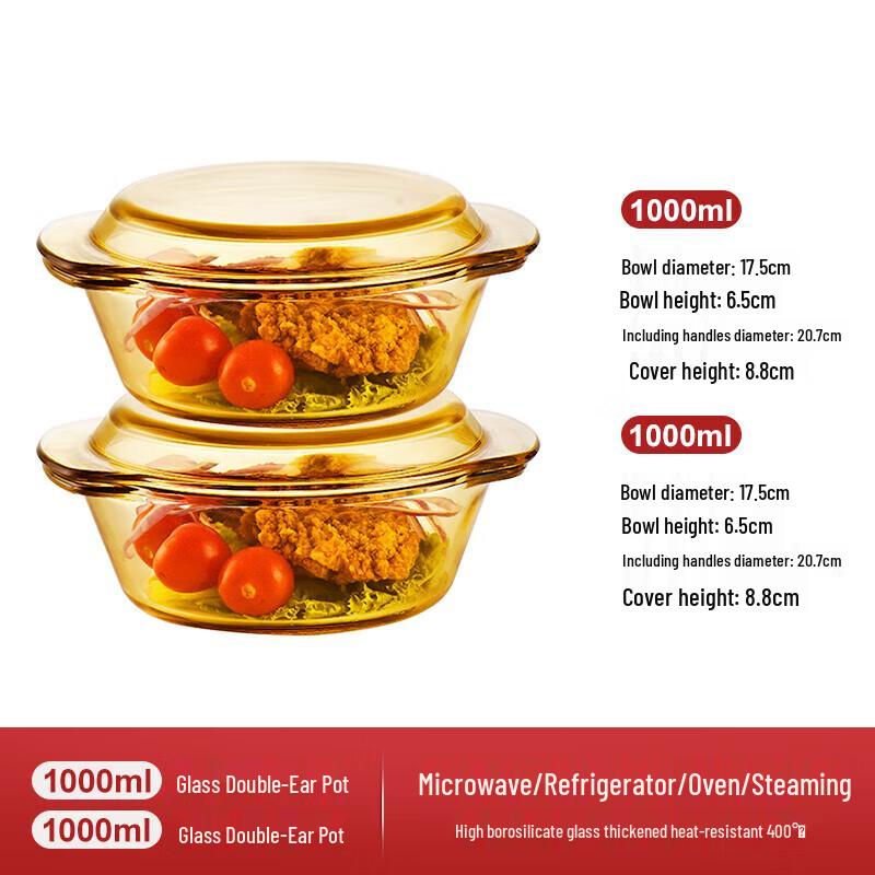 Wuhe Heat-Resistant Glass Soup Bowls with Lids