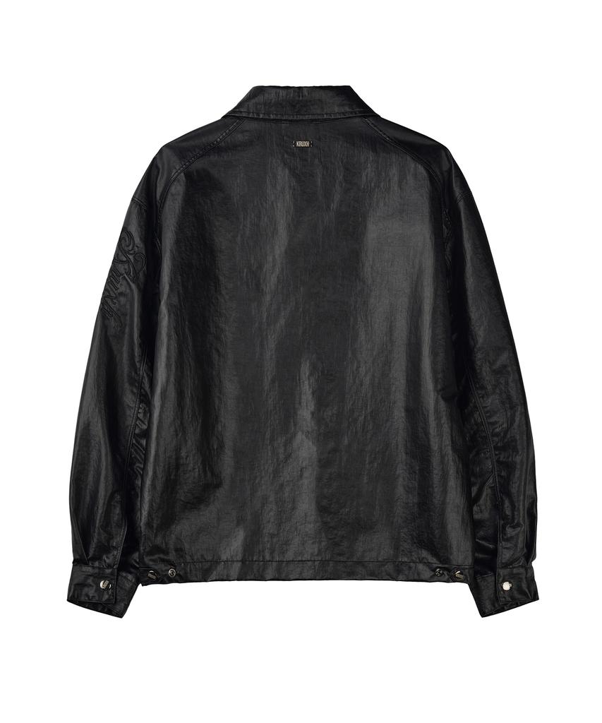 Kruxh Crushed Coated Blouson Jacket Oil Black