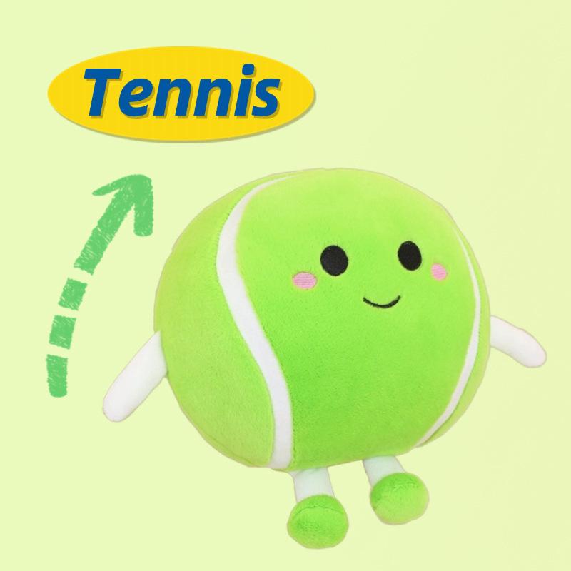Cartoon Sports Ball Plush Toy: Tennis, Badminton, Basketball Gift Doll for Kids & Boyfriend