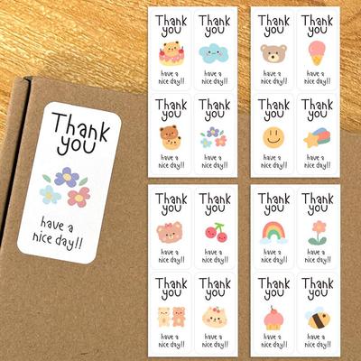 Cute Oval Thank You Stickers for Gift Box Sealing - 100pcs/bag