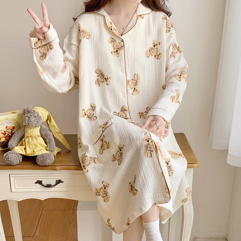 Frühling-Herbst Baumwolle Schwangerschaft Still Nachthemd Kleid für Schwangere Frauen