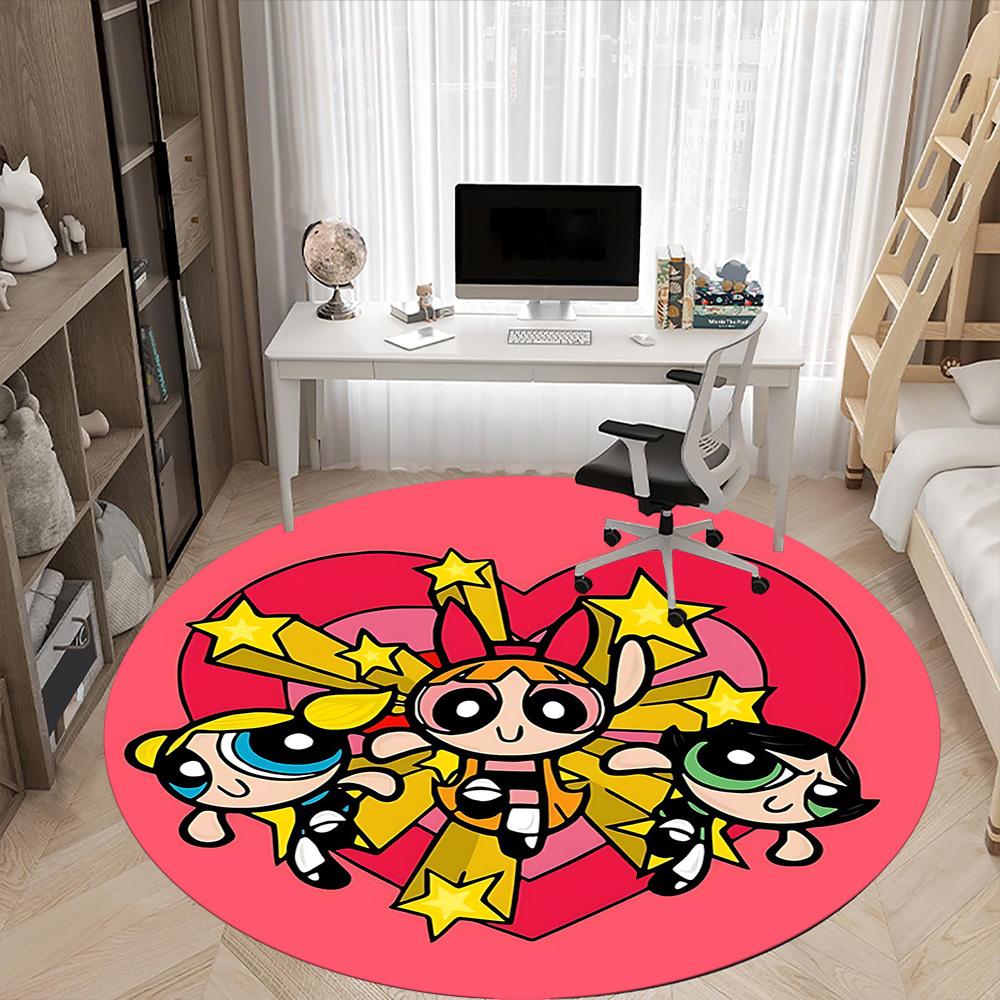 1pc Powerpuff Girls Office Round Area Rug, Under Office Chairs Bedroom Living Room Home Decor a1022242