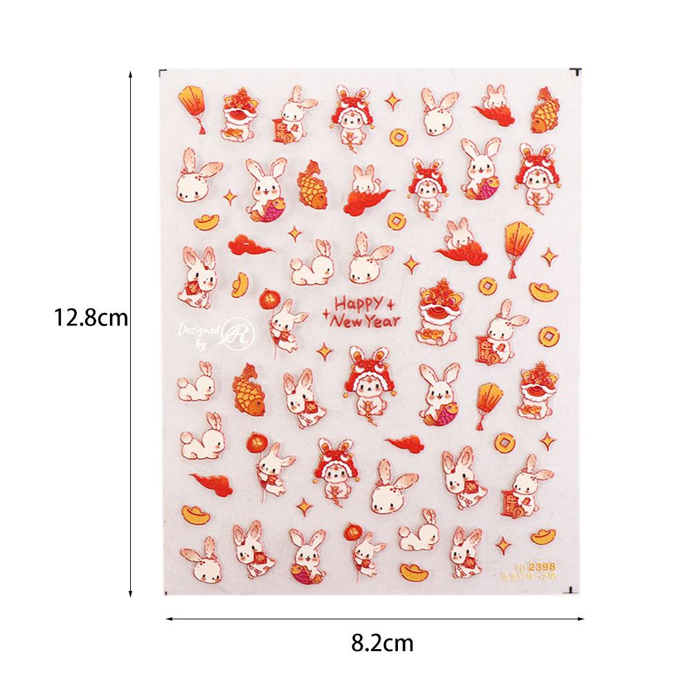 Cartoon Nail Decals Chinese New Year Nail Stickers Nail Art Decorations Rabbit Nail Stickers