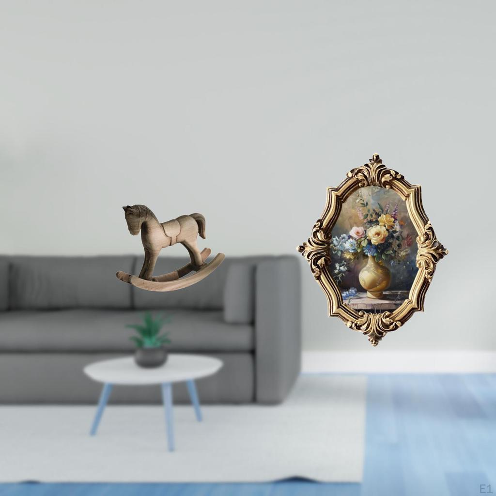 Vintage Artistic Resin Horse Sculpture Photo Frame Retro Decorative Ornament for Office Bedroom