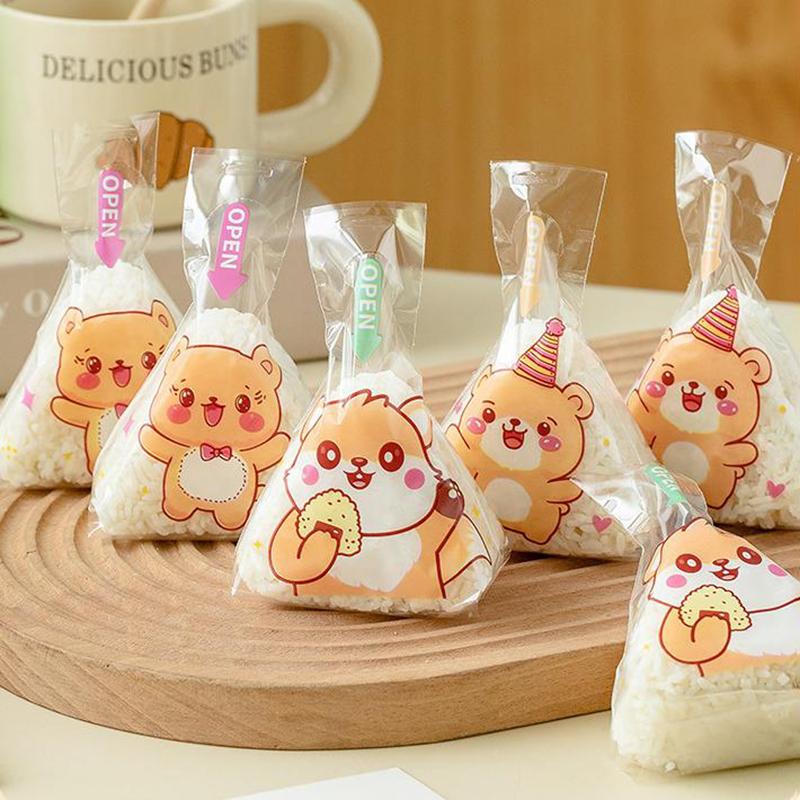50/100 Stück schöne Cartoon-Dreieck-Reisbällchen-Verpackungsbeutel, Algen, Onigiri, Sushi, Bento, Herstellungsform, Bento-Zubehör, Sushi-Taschen