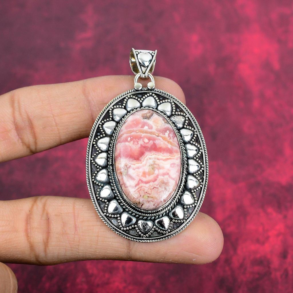 Rhodochrosite Jewelry, 925 Solid Sterling Silver Pendant, Handmade Gemstone Jewelry Pendant, For Memorial Day