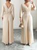 2025 V-Ausschnitt Hohe Taille Einfarbig Plissierter Jumpsuit