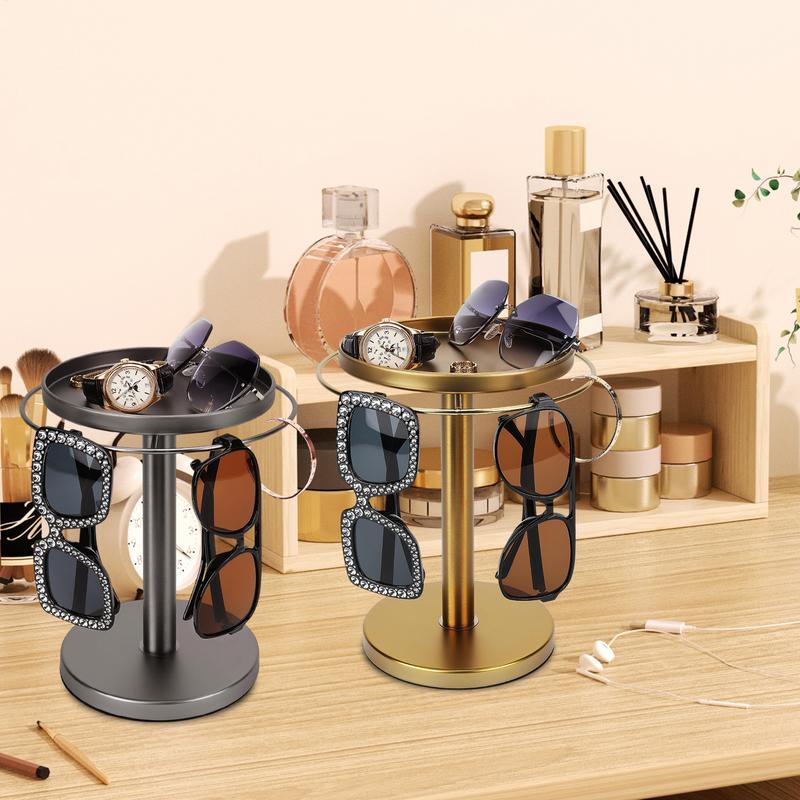 Rotating Sunglass Organizer Eye Glass Display Stand 360 Degree Rotation With Tray Jewelry Storage Organizer Detachable Home