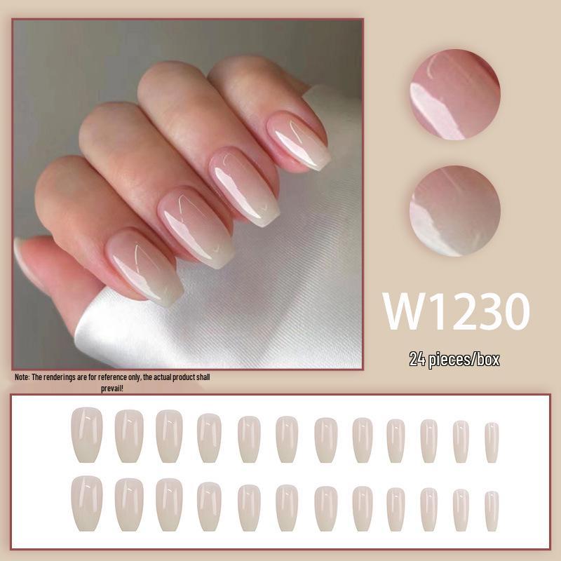 

Розовые и Белые Небесное Молоко Средней Длины Милые Простые Европейский Американский Стиль Накладные Ногти