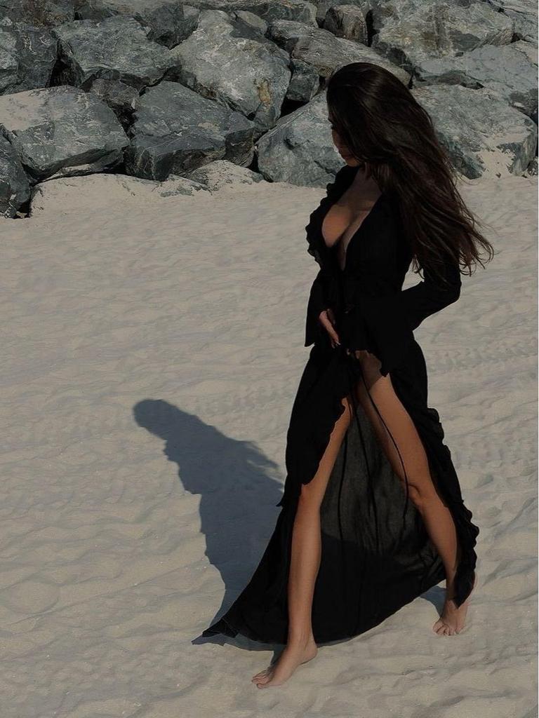 European American Resort Lace Long Sleeve Cover-Up Dress